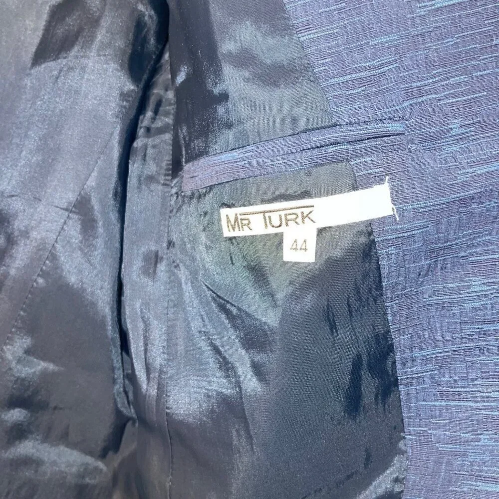 Mr Turk Mens Blazer Size 44 Blue Single Breasted Pockets Lined Cotton USA